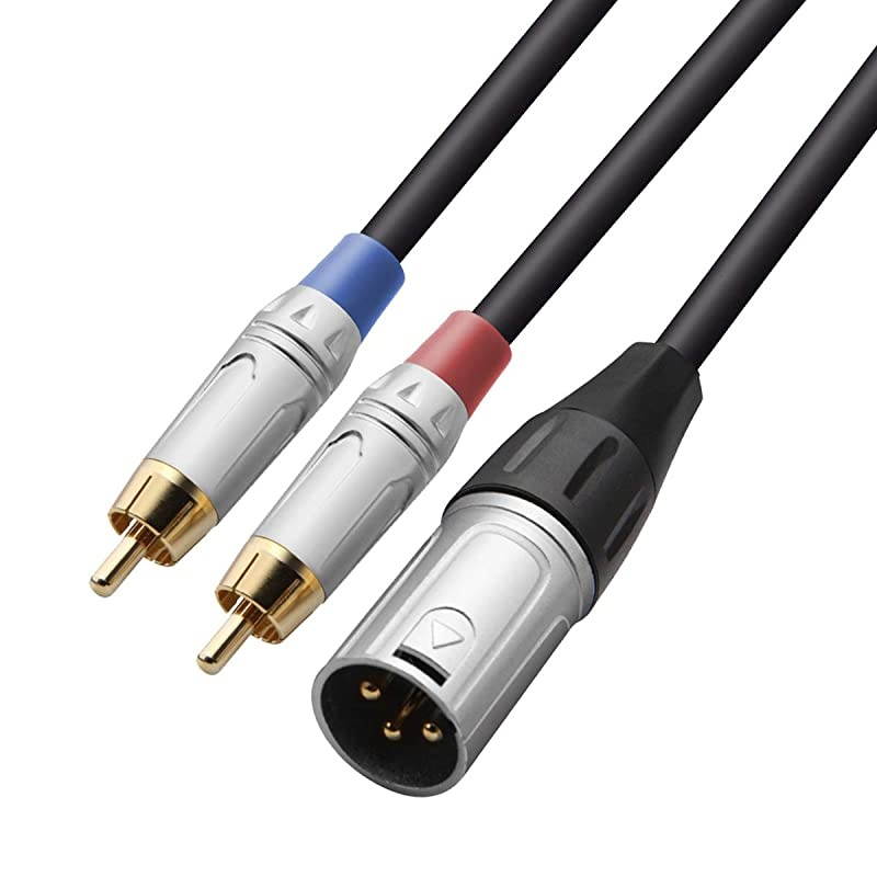 2 RCA to XLR Male Y Splitter Cable, Unbalanced Dual RCA Male to 1 XLR Splitter Duplicator Lead Y-Cable Adapter - 6.6 feet