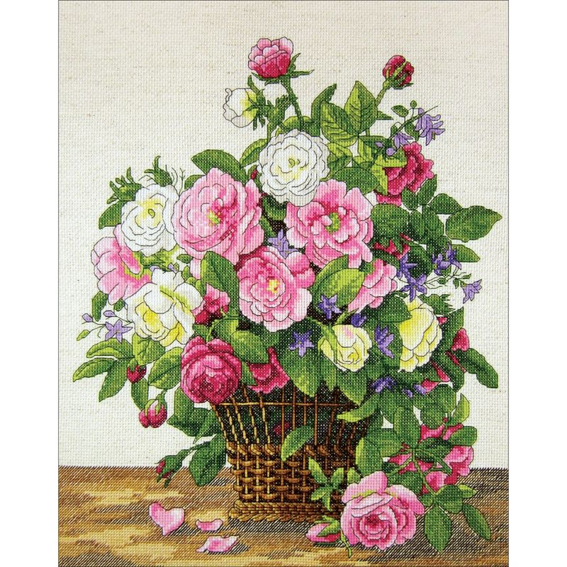 Janlynn Counted Cross Stitch Kit 12"X14"-Roses (14 Count)