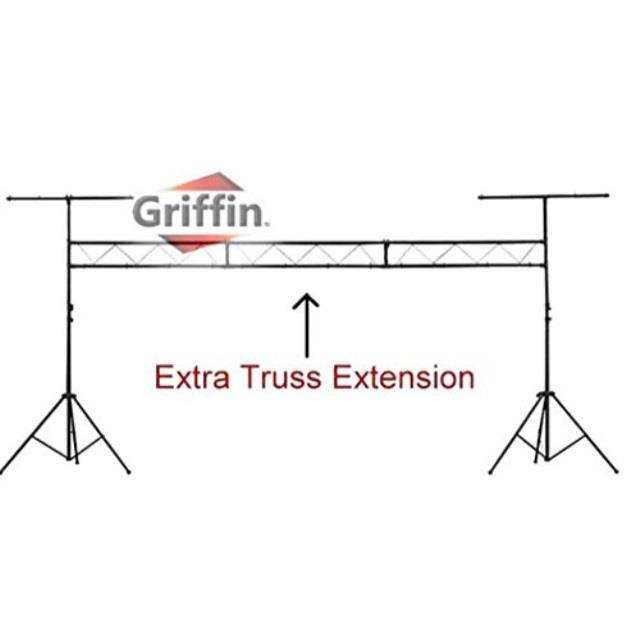 Light Truss Stand System by GRIFFIN | I-Beam Trussing Set & DJ Booth Platform Kit | Hanging Mount Lighting Package for Music Gear, PA Speakers, Can Lights | T-Bar Extension for Portable Audio Stage
