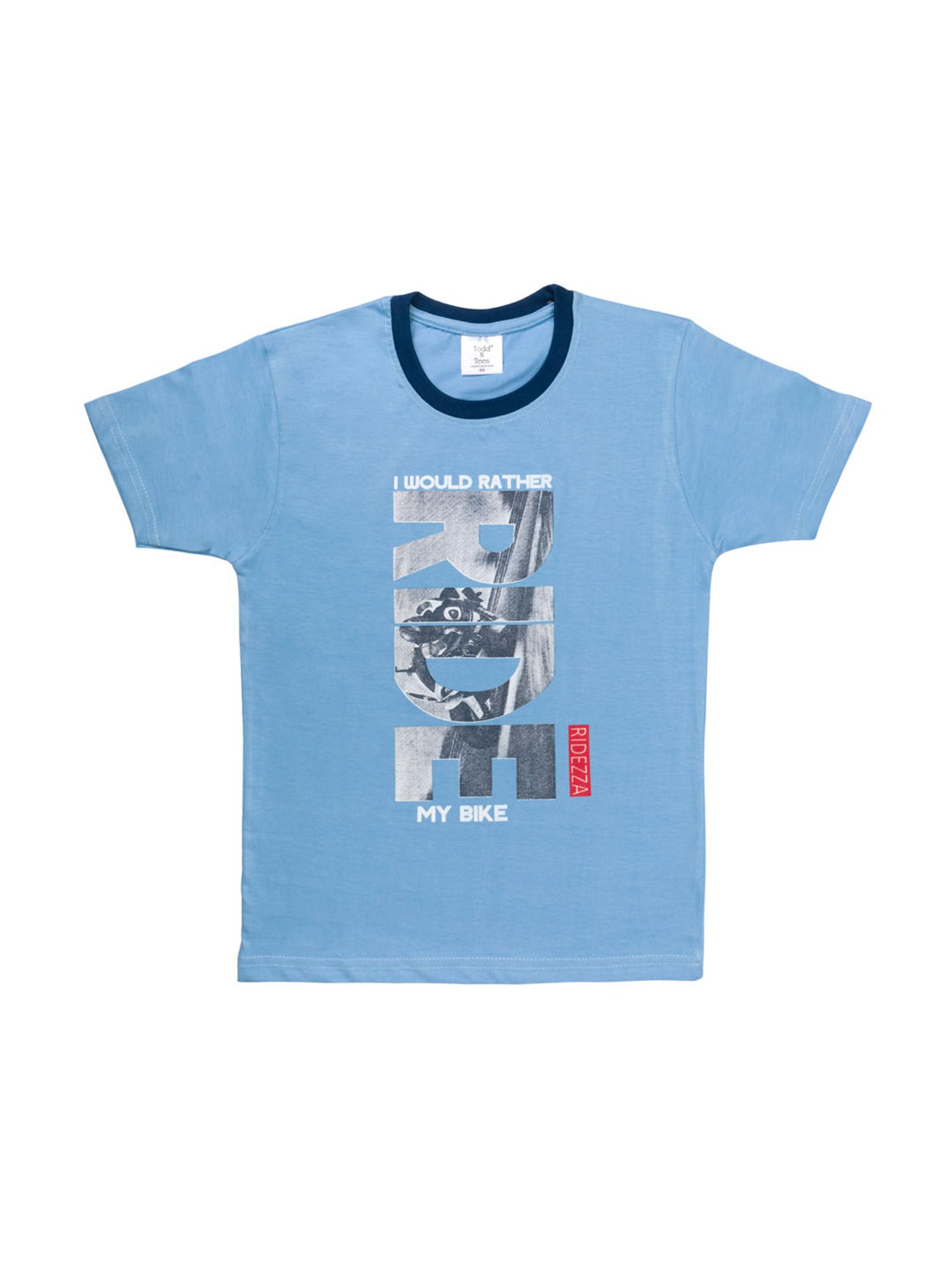 Todd N Teen Kids Printed Blue & Navy T-Shirt with Trackpants