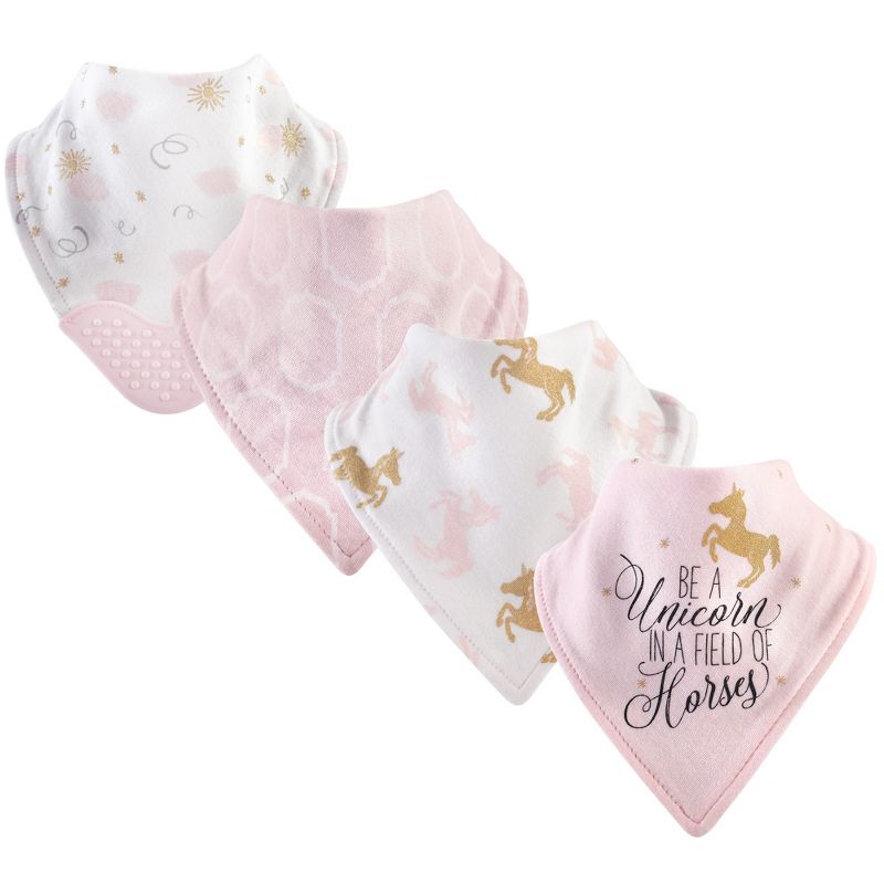 Yoga Sprout Baby Girl Cotton Bandana Bibs 4pk, Unicorn, One Size