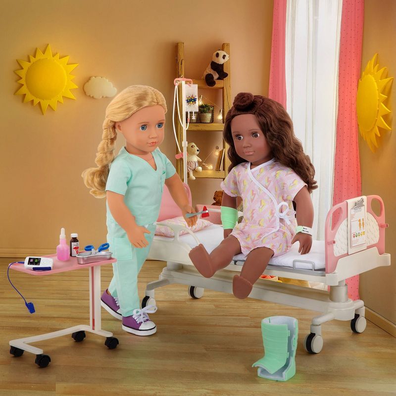 Our Generation Adjustable Hospital Bed & Doctor Set for 18" Dolls - Get Well Bed