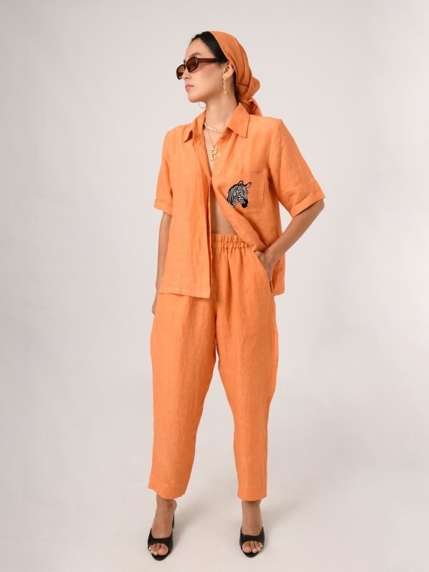 Prakriti Jaipur Orange Linen Pants