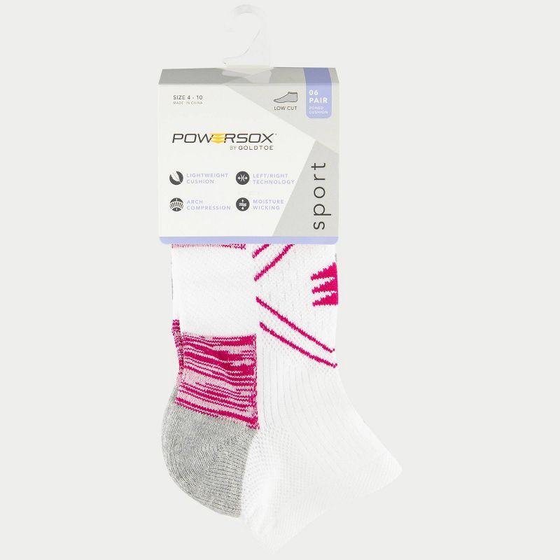 Powersox Women's Lightweight Cushioned 6pk Low Cut Athletic Socks - White 4-10