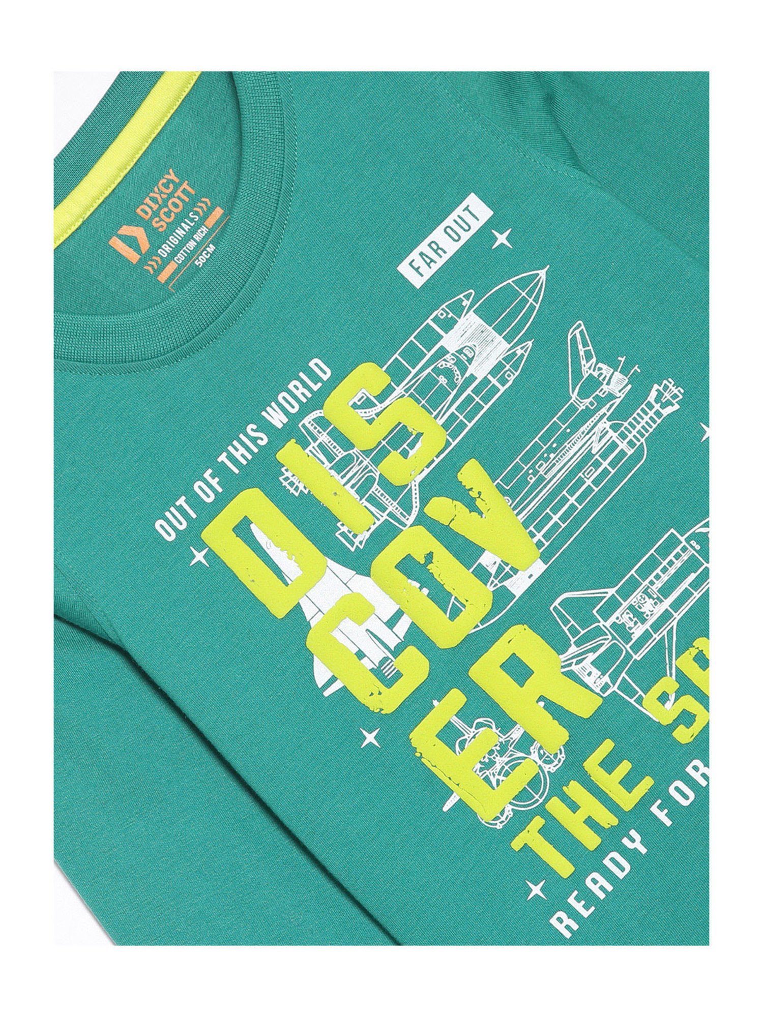 Dixcy Scott Originals Boys Green Graphic Print Full Sleeves T-Shirt