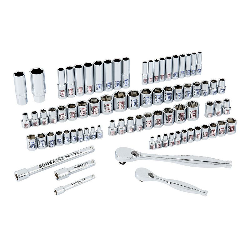 Sunex 3879 79 Pc 1/4 in., 3/8 in. Drive Chrome Socket Set