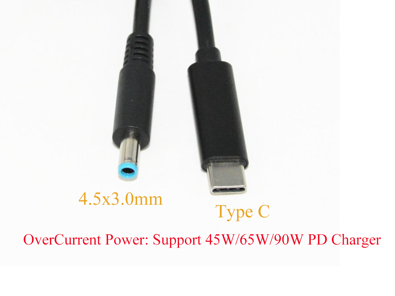 USB Type C PD Power Adapter Converter to 4.53.0 Dc Plug Charging Cable Cord for HP Stream 11 13 14 Split 13 x2 Laptop Charger