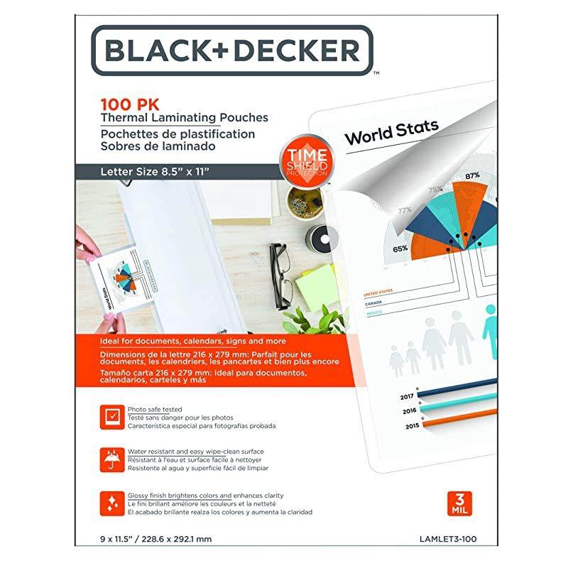 Decker TimeShield Thermal Laminating Pouches, Letter - 100 Pack (LAMLET3-100)