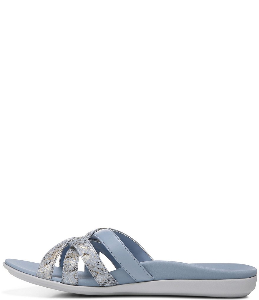 Vionic Dava Snake Print Leather Slide Sandals