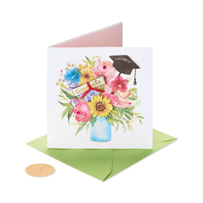 Graduation Greeting Card Floral Cap Diploma - PAPYRUS