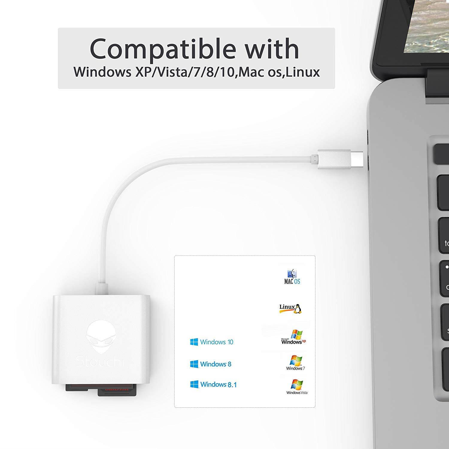 USB C Card Reader,Stouchi USB C to Compact Flash CF Card Reader 3 in 1 USB 3.1Type C 5 Gbps Data Transfer Rate to SD / TF Micro SD / CF Card Reader for MacBook Pro, ChromeBook Pixel and More