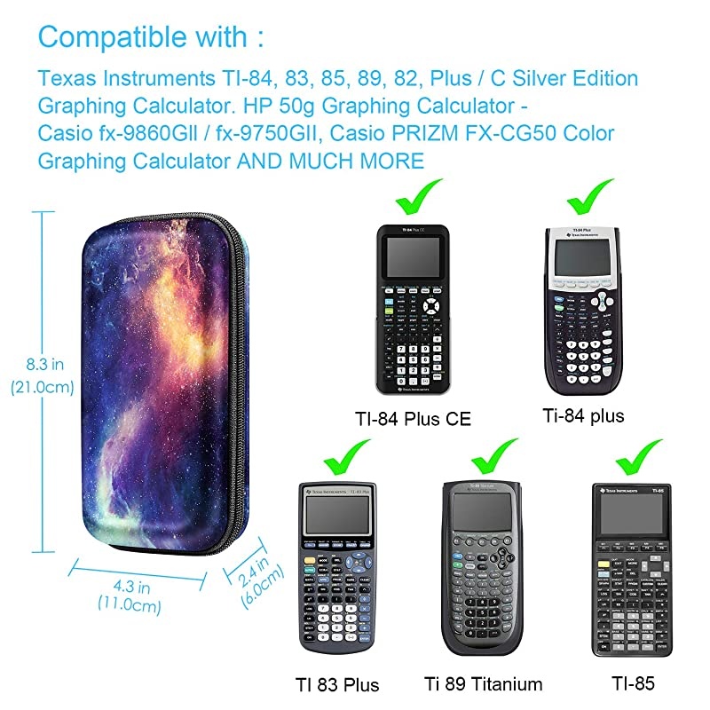 Graphing Calculator Carrying Case for TI-84 Plus CE,  Hard EVA Shockproof Protective Box for TI-84 Plus/TI-83 Plus CE/Casio fx-9750GII (Galaxy)