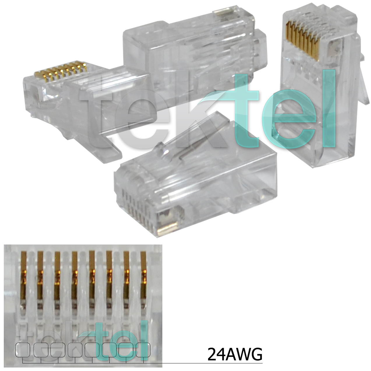 Ethernet Gold Plated Network Connector RJ45 8P8C CAT5E Modular Plug (50/pack)