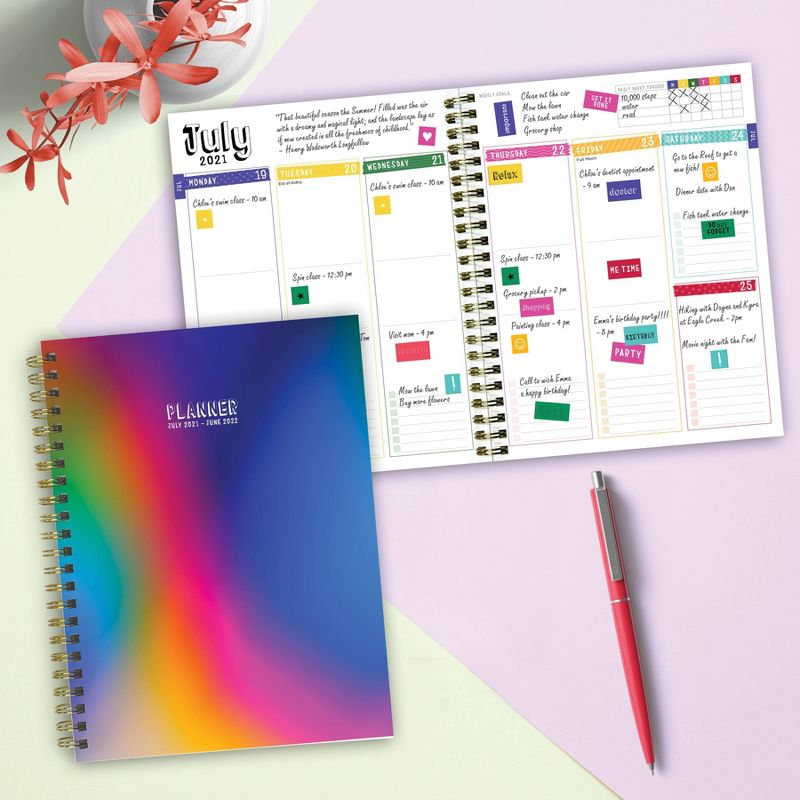 2021-22 Academic Planner 8"x6" Prism Rainbow Daily/Weekly/Monthly - The Time Factory