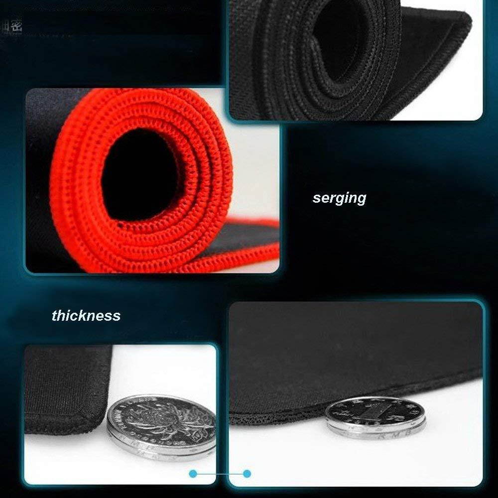 Kupx Thick Extended Edition Cloth Gaming Mouse Mat with Non-slip Rubber Base and Red Edge, 23.6x11.8x0.08-Inch
