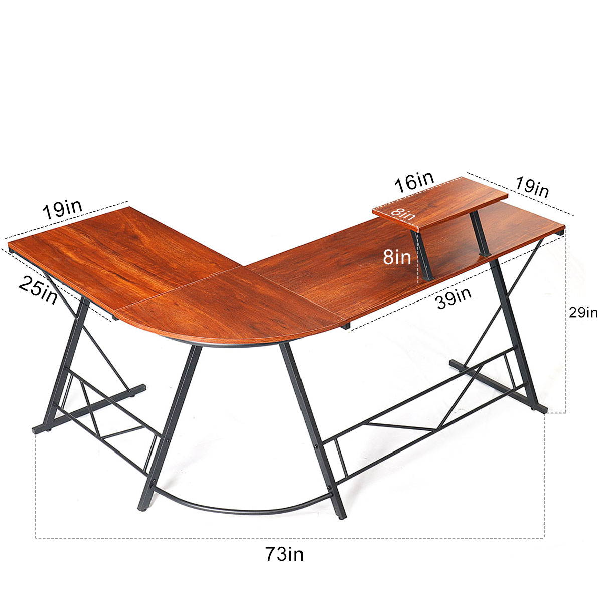 73" L-Shaped Home Office Desk Corner Computer Workstation Desk Gaming Laptop Table