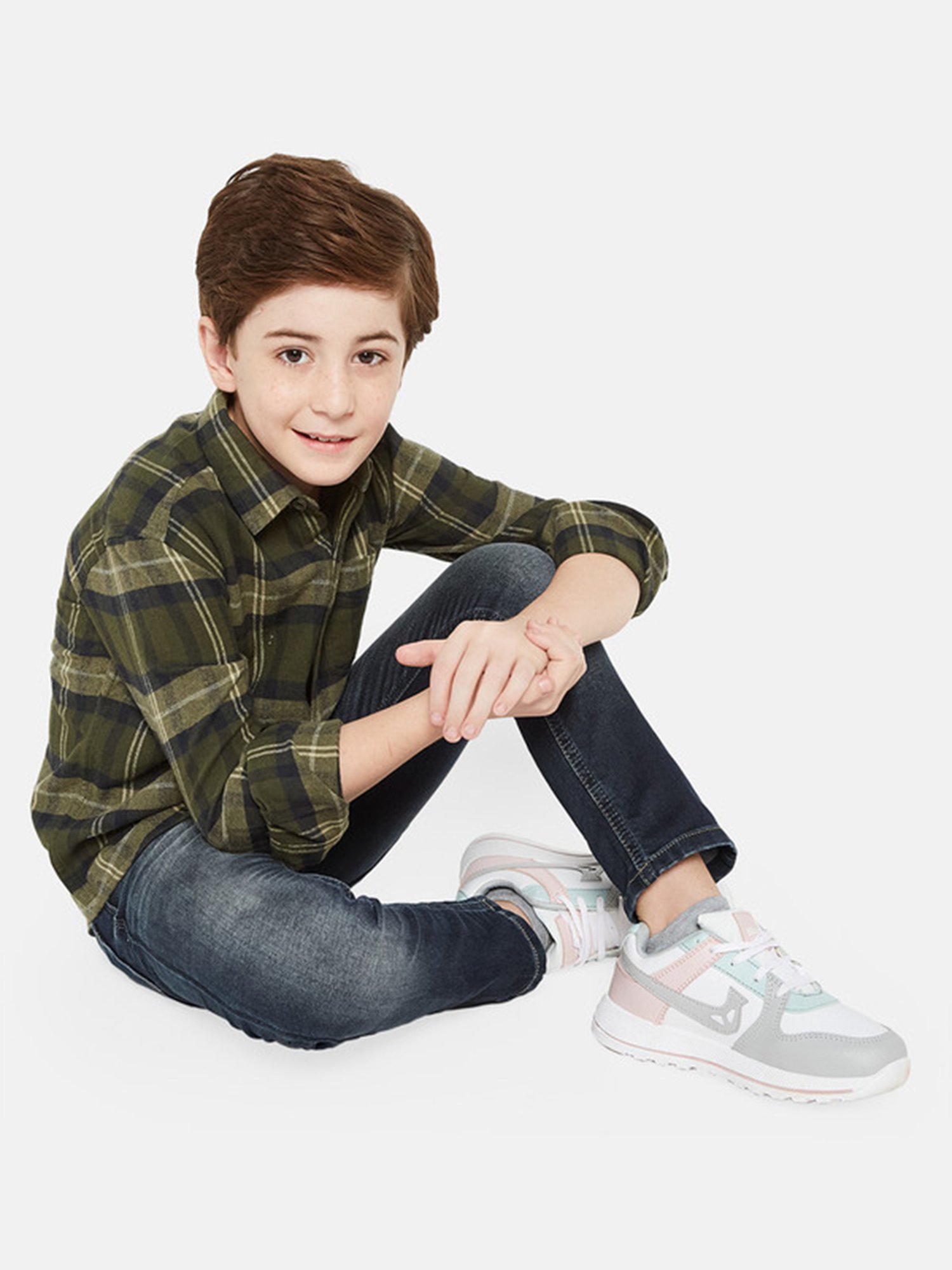 Octave Kids Olive Checks Full Sleeves Shirt