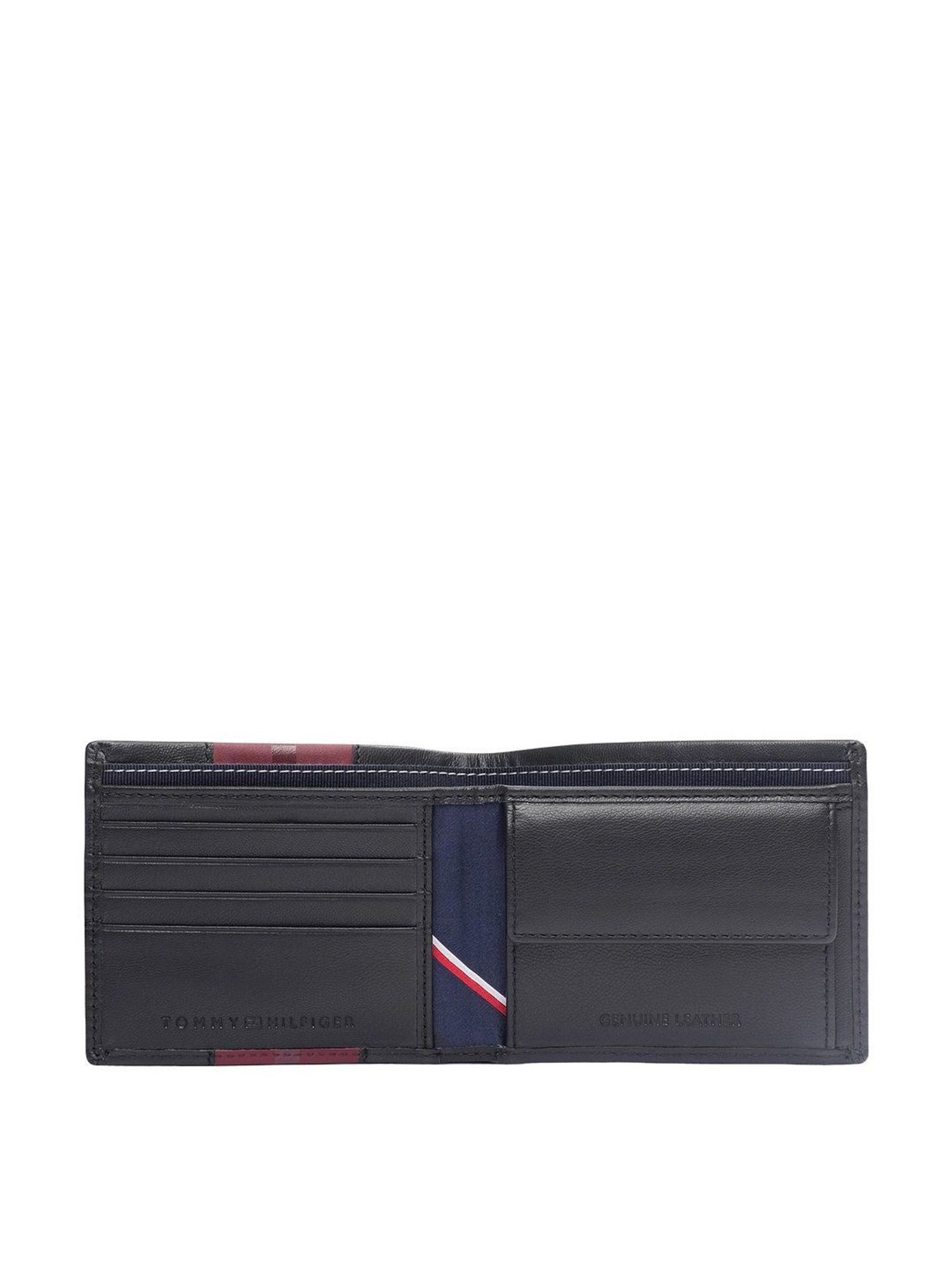 TOMMY HILFIGER Alimos Black & Wine Casual Leather Bi-Fold Wallet for Men