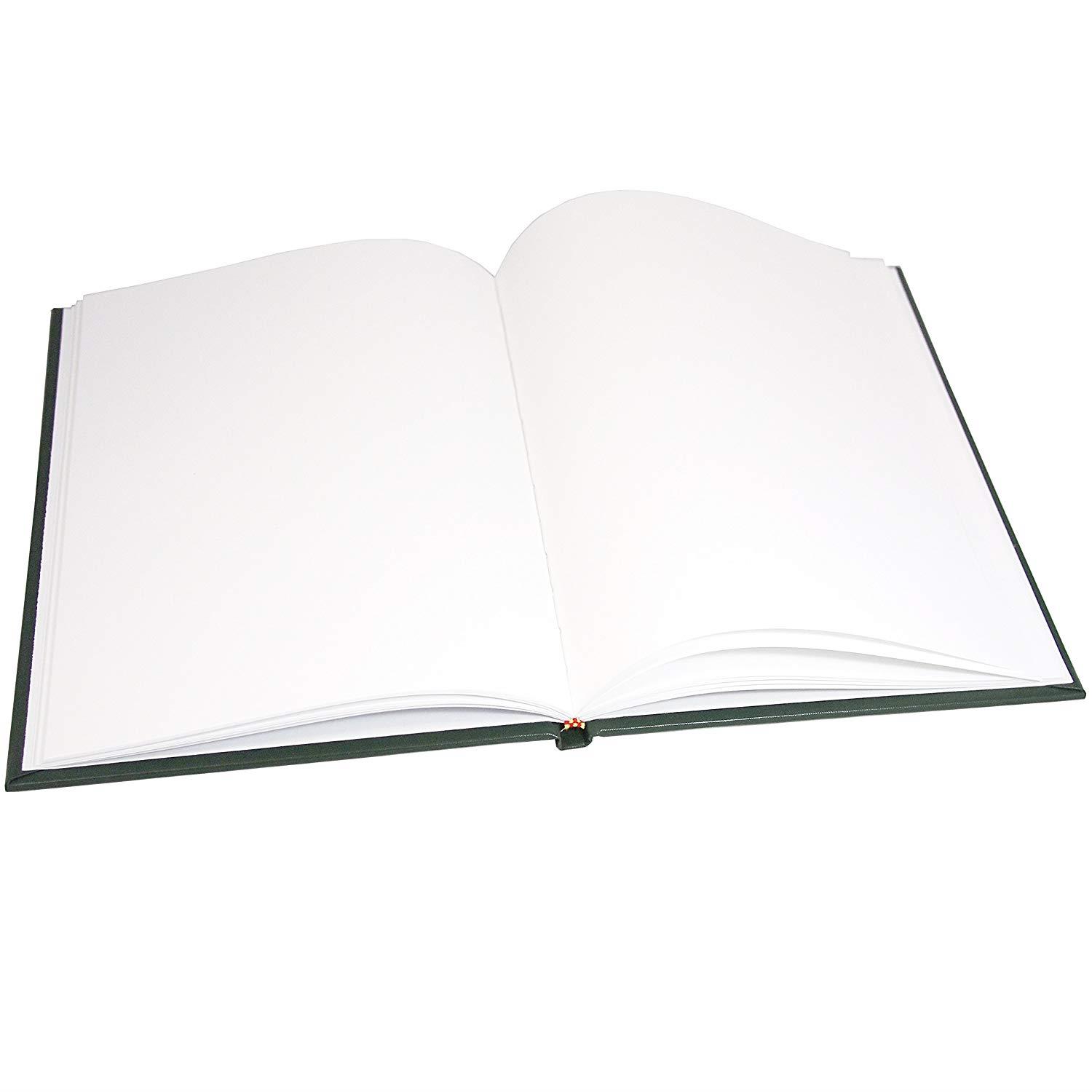 BookFactory Green Blank Book/Blank Notebook - 96 Pages, Blank Format, 8" x 10", Green Cover, Smyth Sewn Hardbound (BLA-096-SBB-A-LGT00)