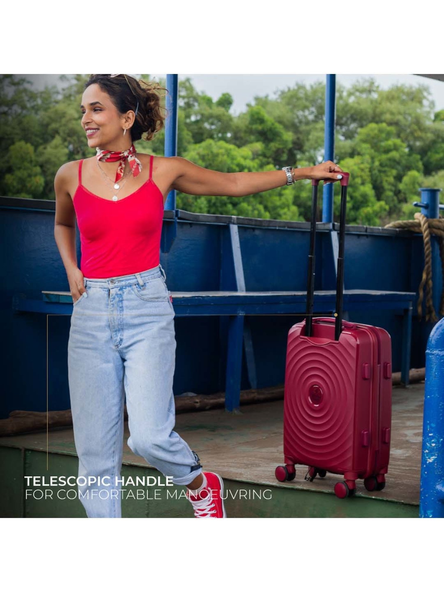 Nasher Miles Goa Hard-sided Polypropylene Check-In Luggage Maroon 28 inch |75cm Trolley bag