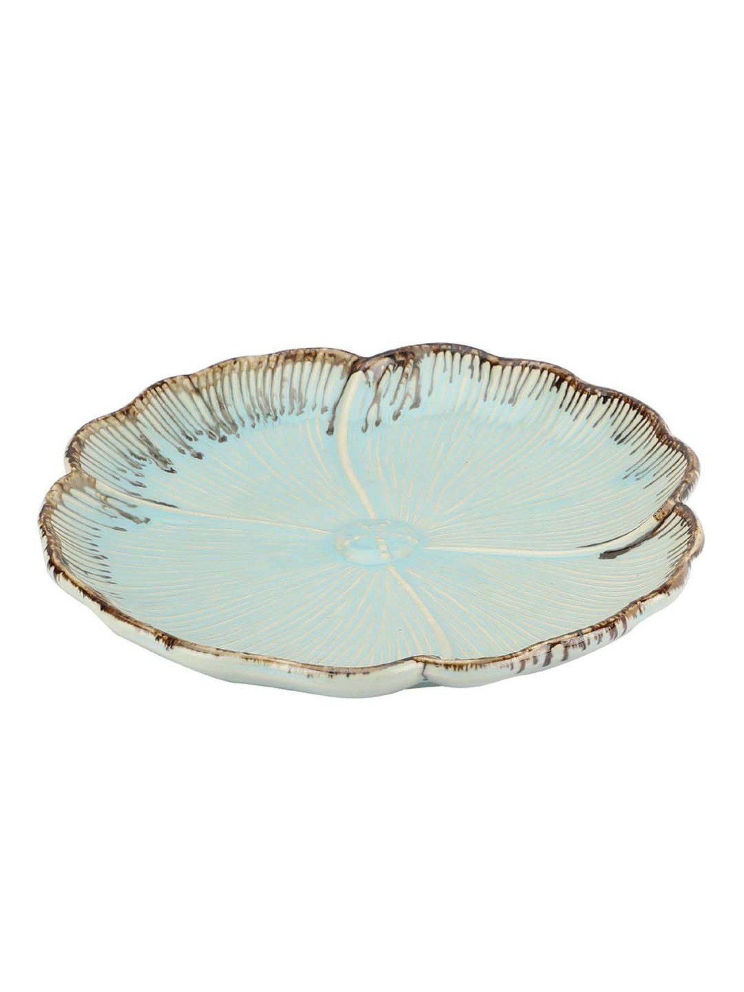 VarEesha Tranquil Sage Green Ceramic Daisy Serving Platter