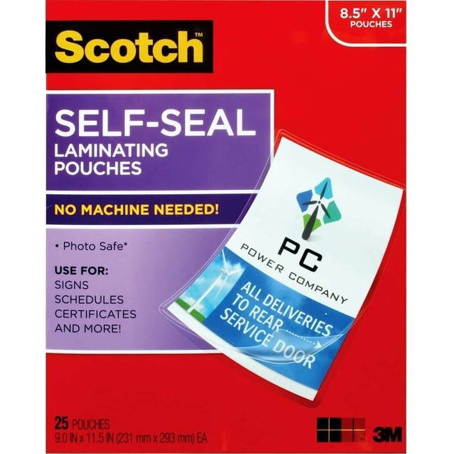 Scotch 9 x 12 Inches Laminating Sheets Letter Size Single Sided, 50 Pouches (SF854-1B)