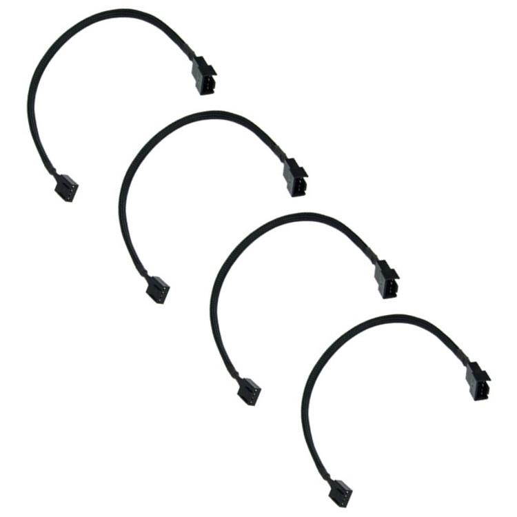 phobya extension cable, 4pin pwm, 30cm, sleeved, black, 4pack