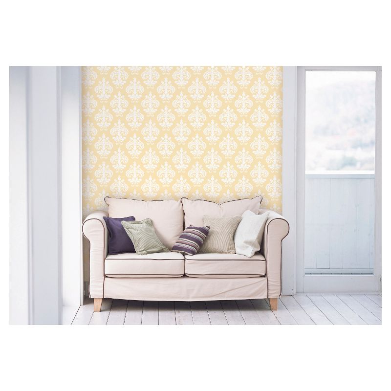 Devine Color Chantilly Peel & Stick Wallpaper Yellow/White