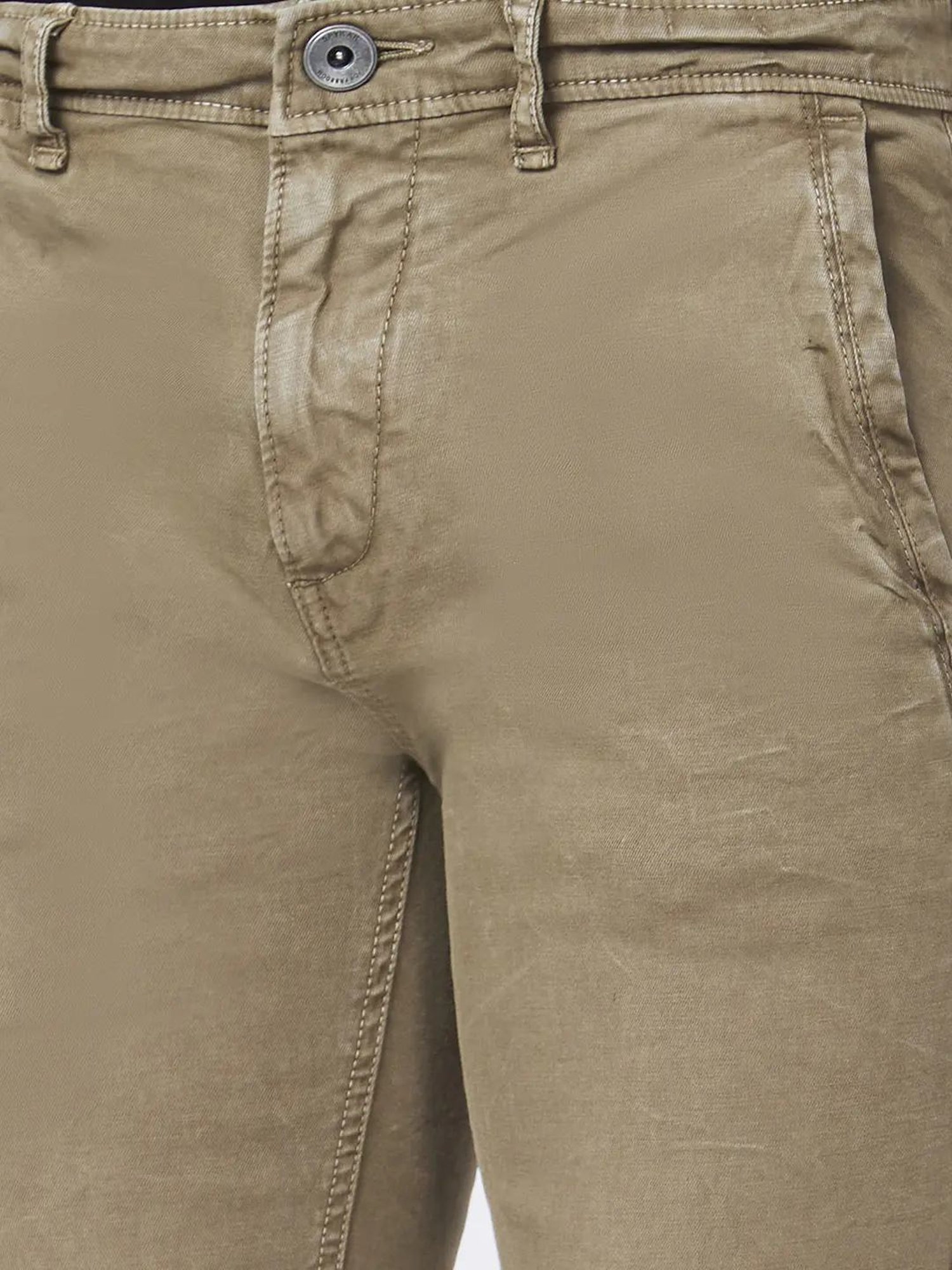 Spykar Moss Green Cotton Slim Fit Chinos