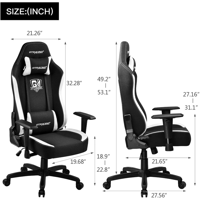 GTRACING Gaming Chair Office Chair High Back Fabric Computer Chair Desk Chair Pc Racing Executive Ergonomic Adjustable Swivel Task Chair and Headrest