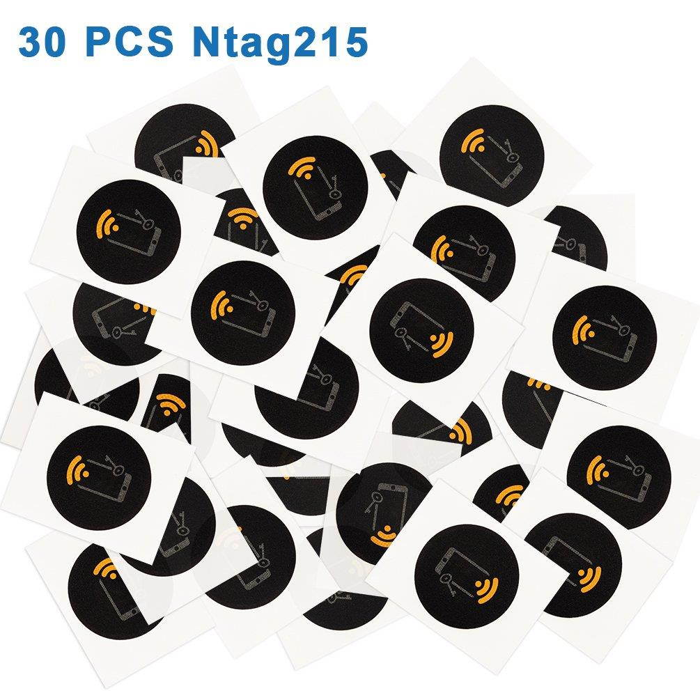 30 x Black NTAG215 NFC Sticker Tag 25mm ( 1 inch ) Round 504 Bytes NTAG 215 NFC Label Compatible TagMo for Nintendo Amiibo, Works with All NFC Enable Phones--TimesKey
