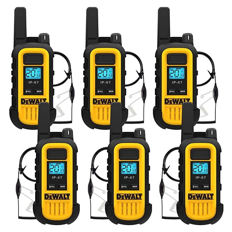 DXFRS300 1 Watt Heavy Duty Walkie Talkies with Headsets - Waterproof, Shock Resistant, Long Range & Rechargeable Two-Way Radio with VOX (6 Pack)
