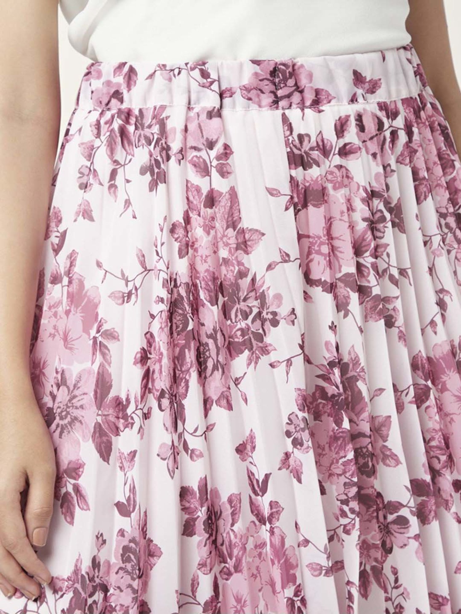 Honey by Pantaloons Off-White & Purple Floral Print A-Line Skirt