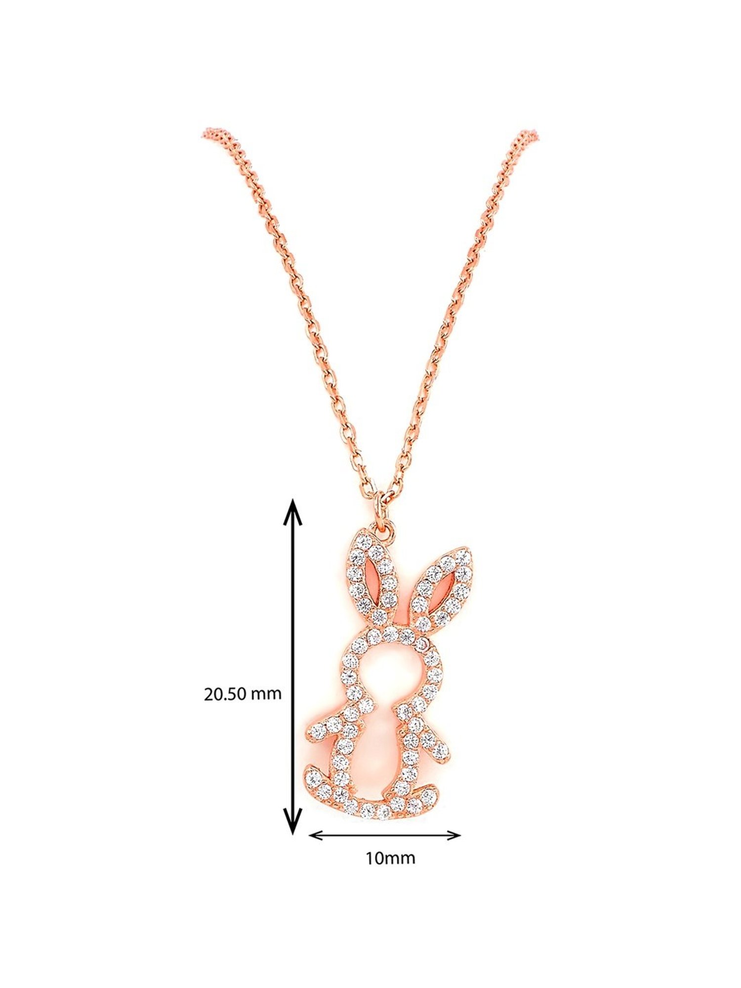 Silberry 92.5 Sterling Silver Rose Gold Honey Bunny Pendant with Chain