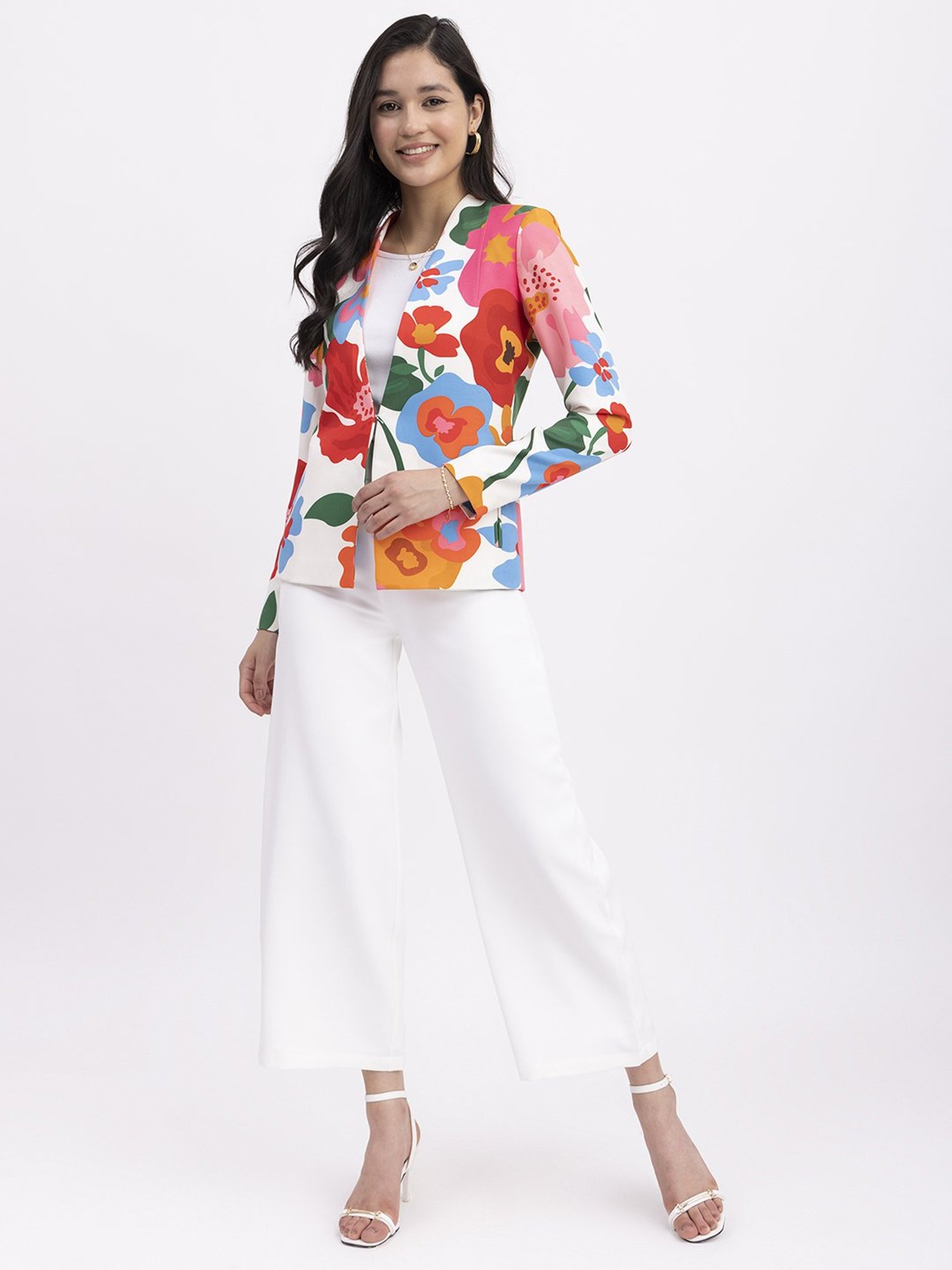 Fablestreet Multicolored Floral Print Blazer