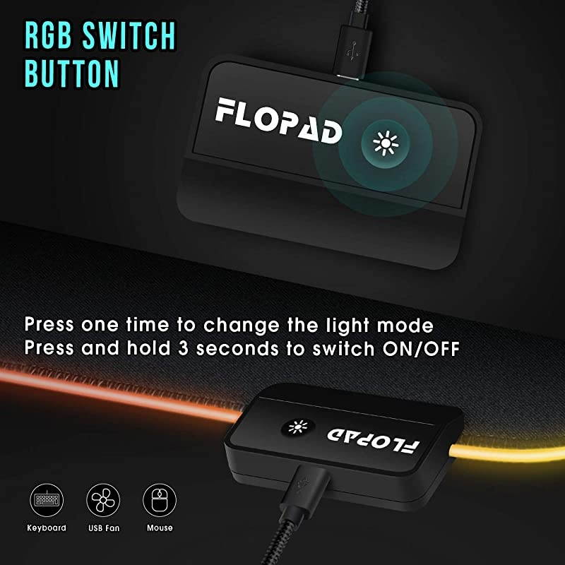 RGB Gaming Mouse Pad - 14 Light Modes Extended Computer Keyboard Mat with Durable Stitched Edges and Non-Slip Rubber Base, High-Performance Mouse Pad Optimized for Gamer 31.5X 11.8in