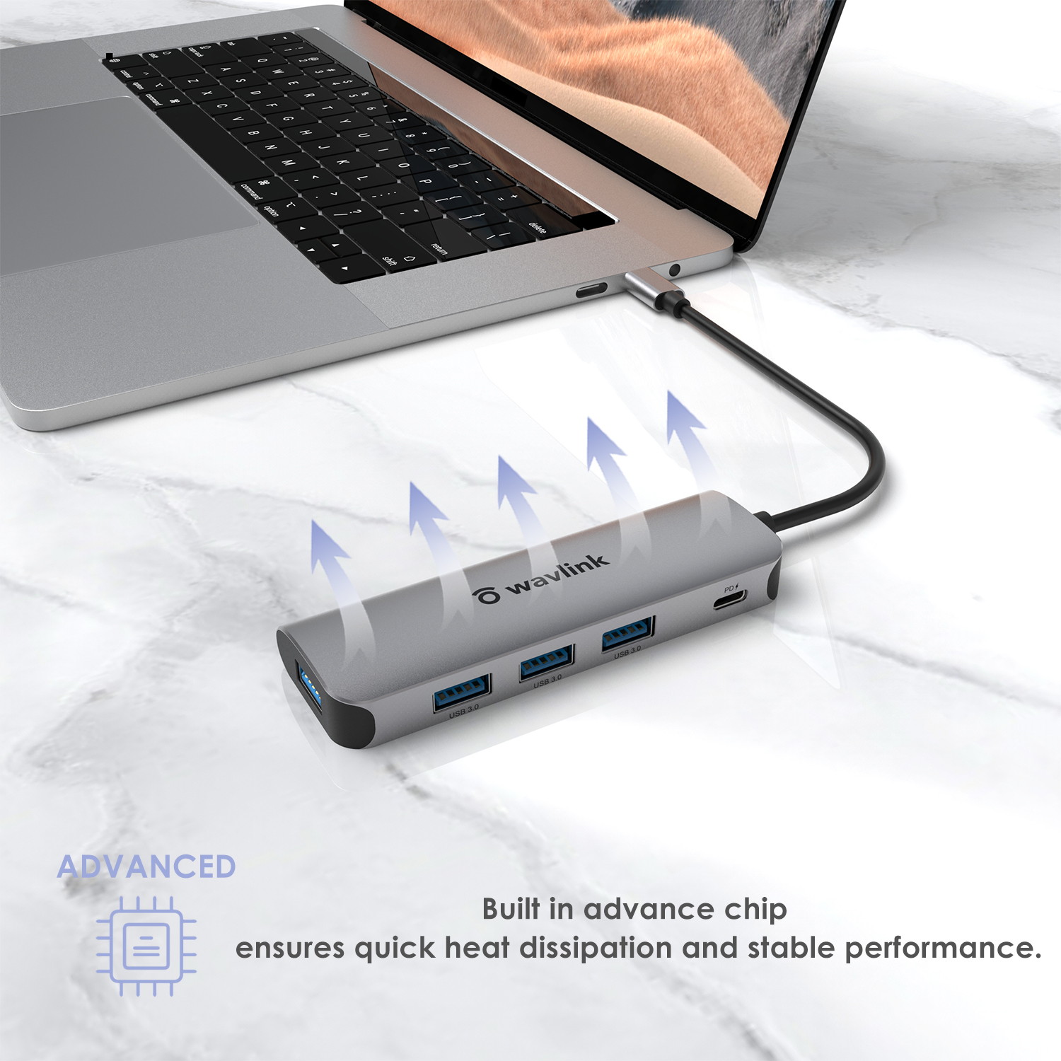 Wavlink USB C Hub, Type C Adapter Mini Docking Station with 4K HDMI Port, 2 USB 3.0, TF/SD Card Reader, USB-C PD3.0 100W  and Thunderbolt 3, LED indicator For MacBook Pro for MacBook Pro/Air