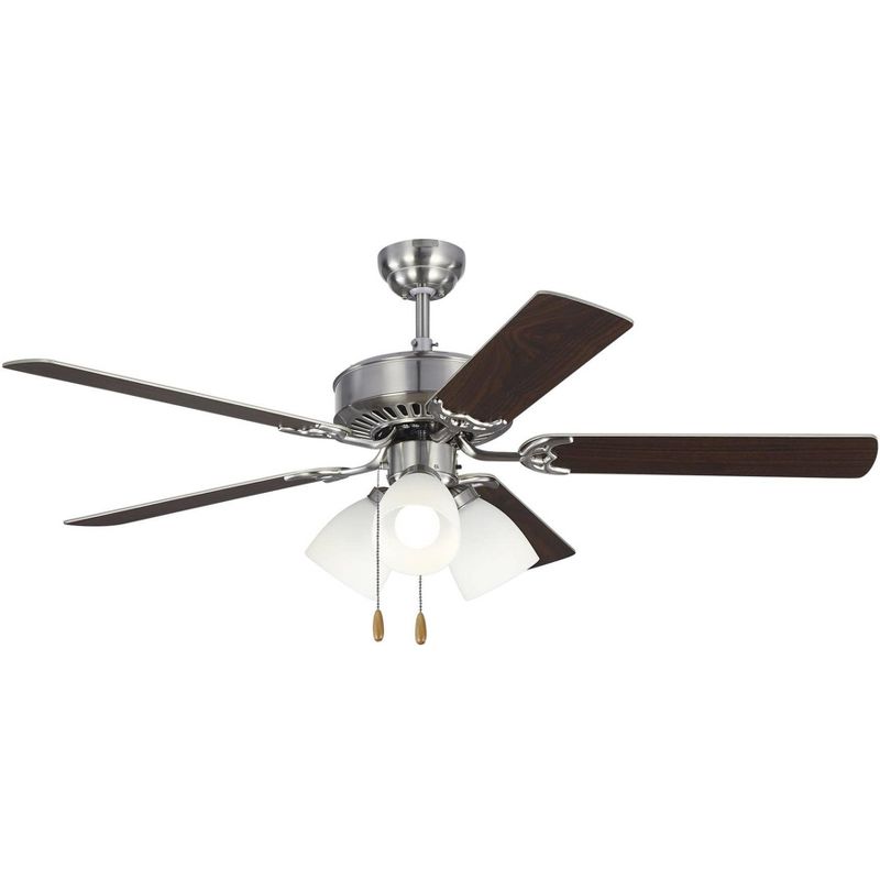 52" Monte Carlo Haven LED Brushed Steel 3-Light Pull Chain Ceiling Fan