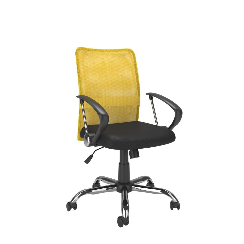 Workspace Office Chair with Contoured Yellow Mesh Back