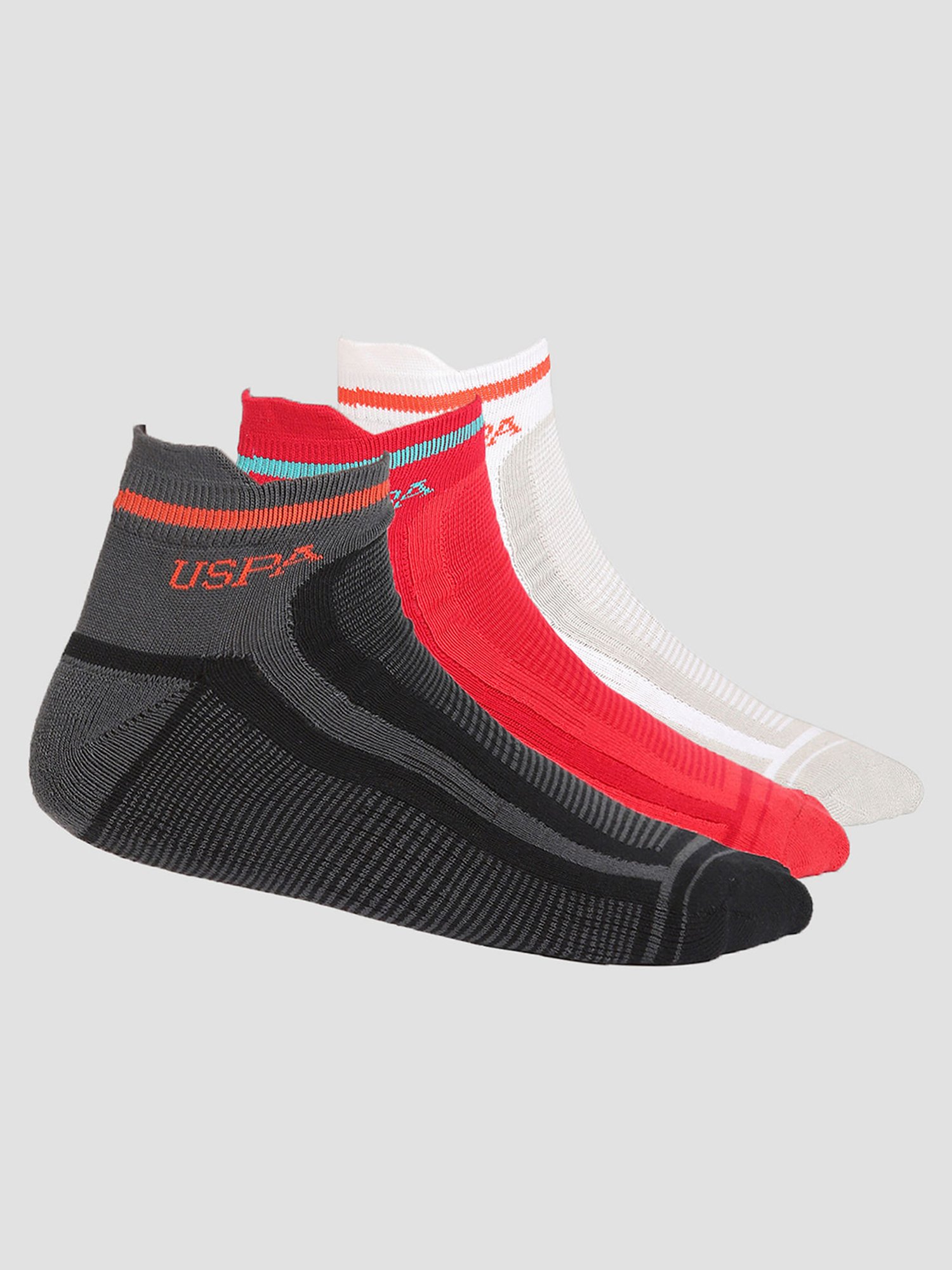 U.S. Polo Assn. Multicolor Ankle Length Socks - Pack of 3