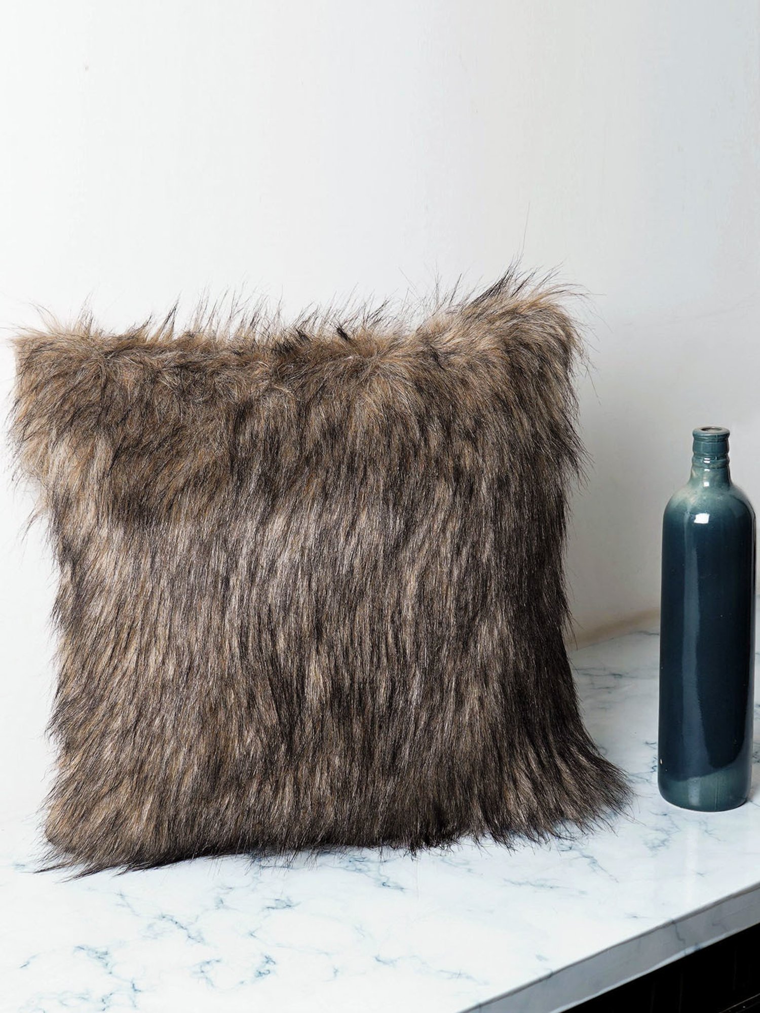 The Artment BrushedDreams Faux Fur Cocoa Brown Cushion Cover (Set of 2)
