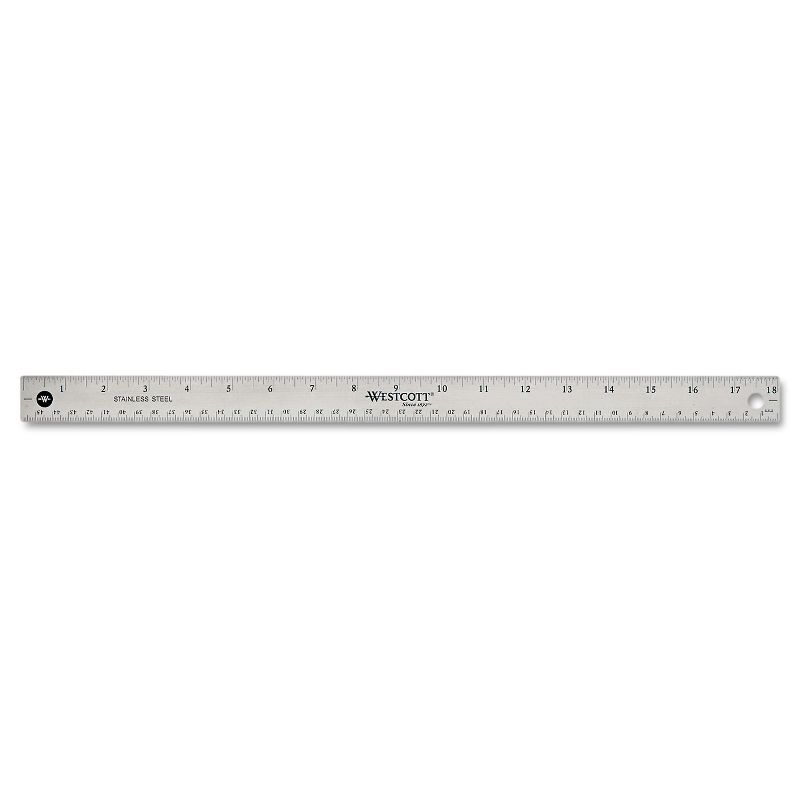 Westcott Stainless Steel Office Ruler With Non Slip Cork Base 18" 10417