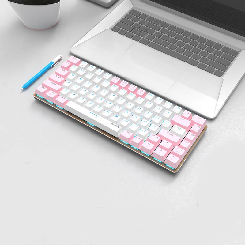 UrChoiceLtd&reg; Ajazz Geek AK3 Usb Wired Gaming Mechanical Keyboard Blue Black Switches for Office, Typists and Play Games ( Blue Switch, Black)