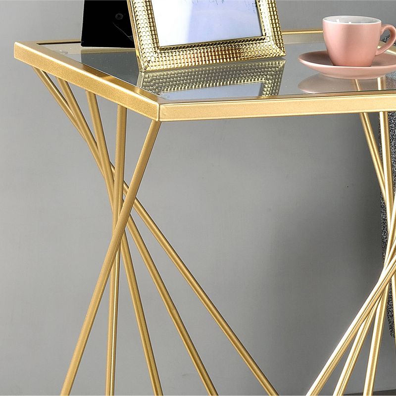 Rathlin Glass Top Side Table with Glass Top Gold - miBasics