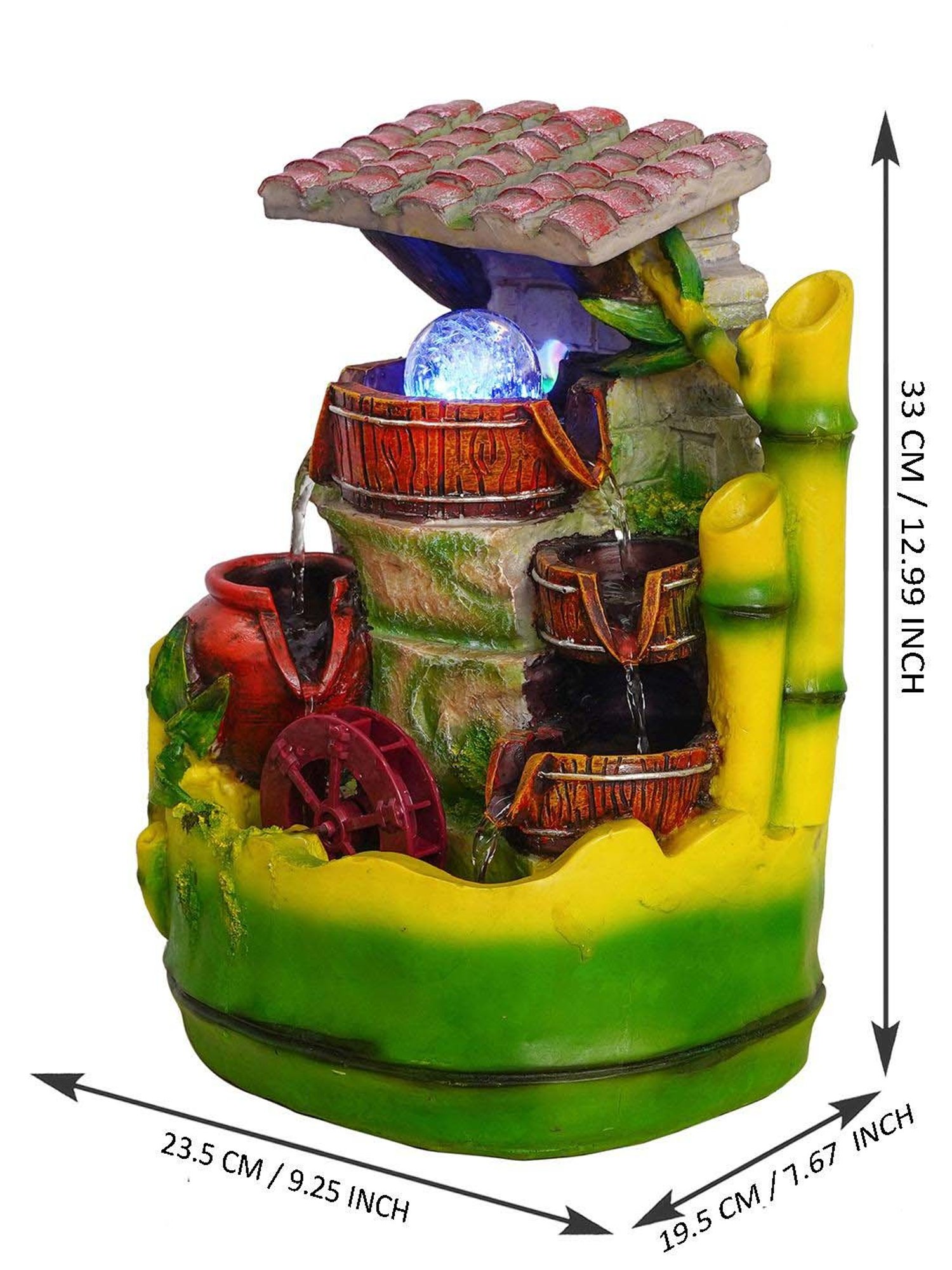 CHRONIKLE Multicolor Polyresin Table Top 3 Steps Waterfall Fountain