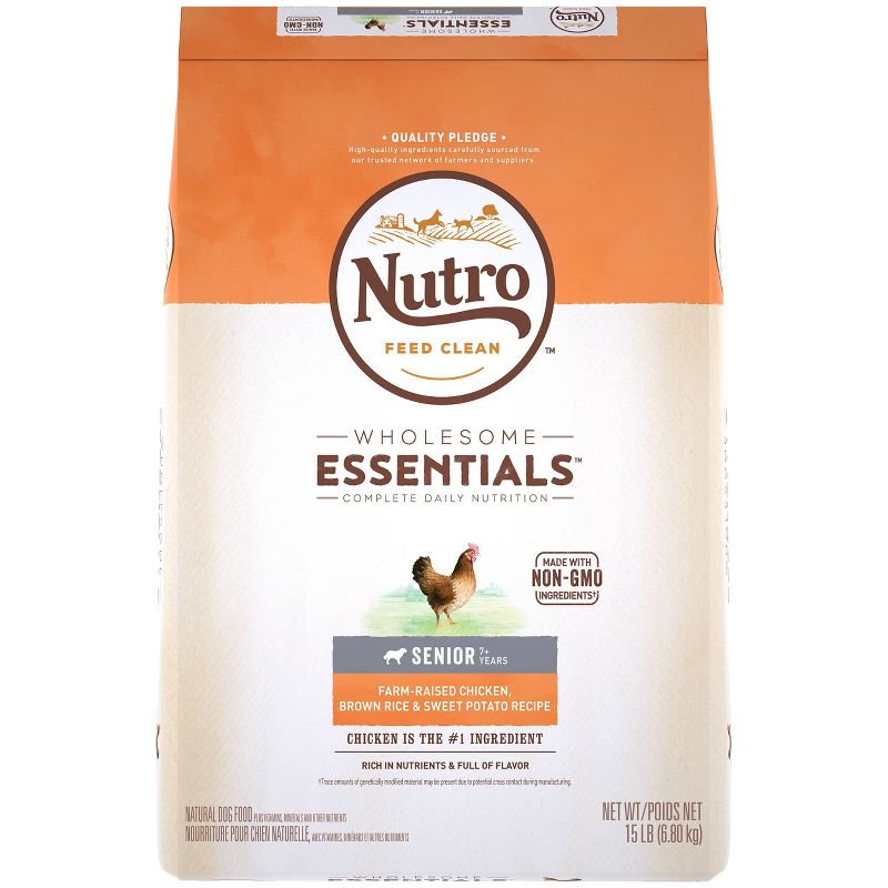 Nutro Wholesome Essentials Farm-Raised Chicken, Brown Rice & Sweet Potato Recipe Senior Dry Dog Food - 15lbs