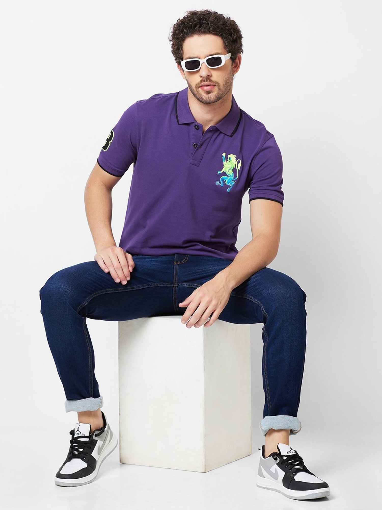 Giordano Purple Slim Fit Polo T-Shirt