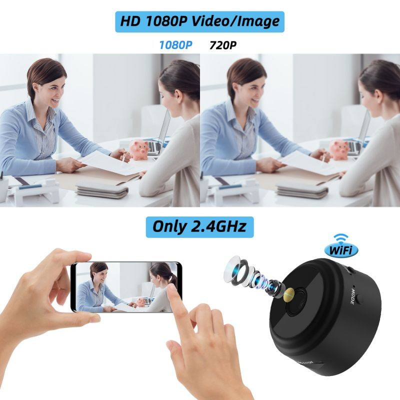 Donwell New Mini Hidden Spy Camera Wireless WIFI Night Vision 1080P HD Motion Detection IP Camera For Home Security (Black)