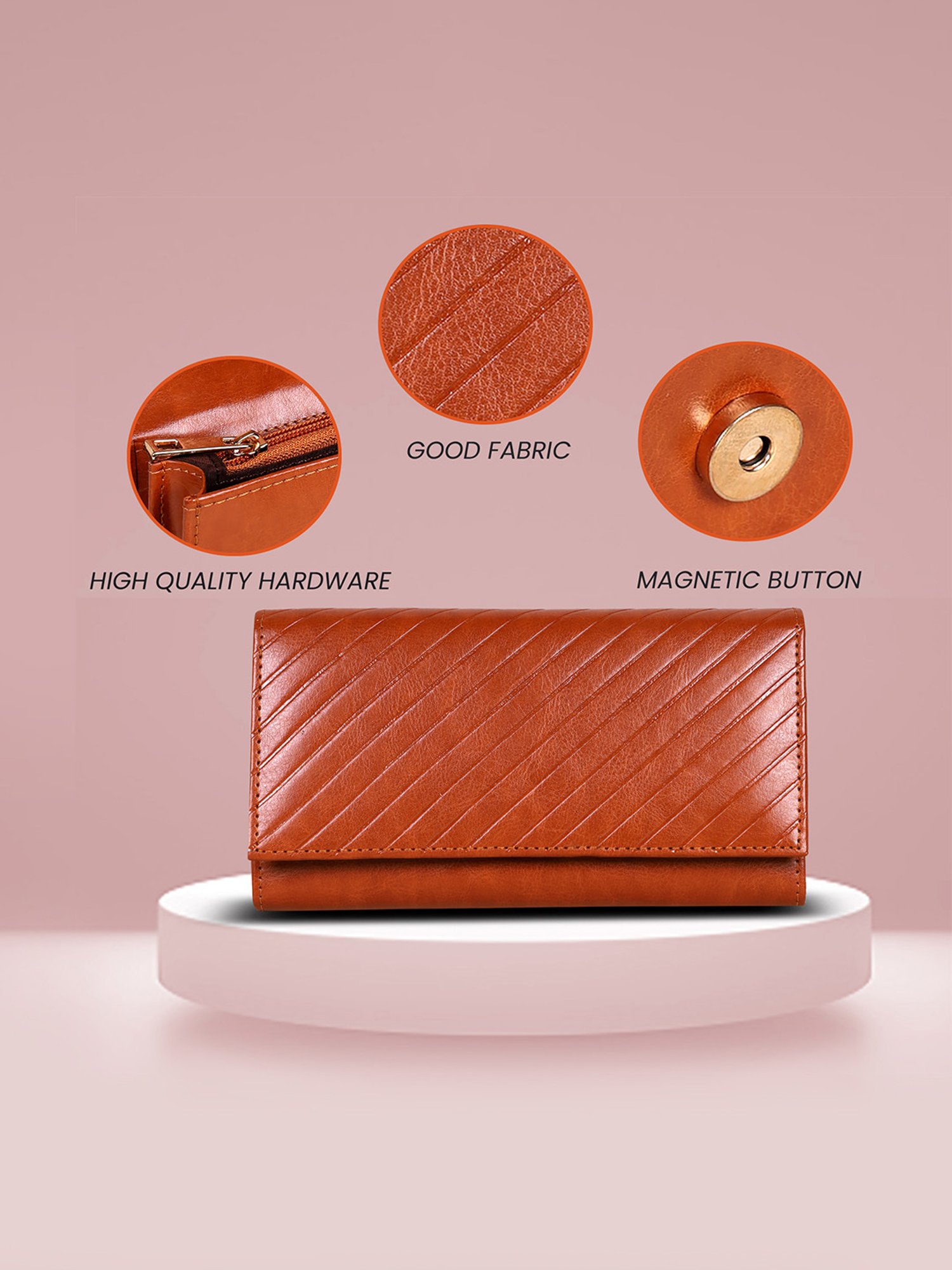Abeeza Brown Textured Wallet for Women