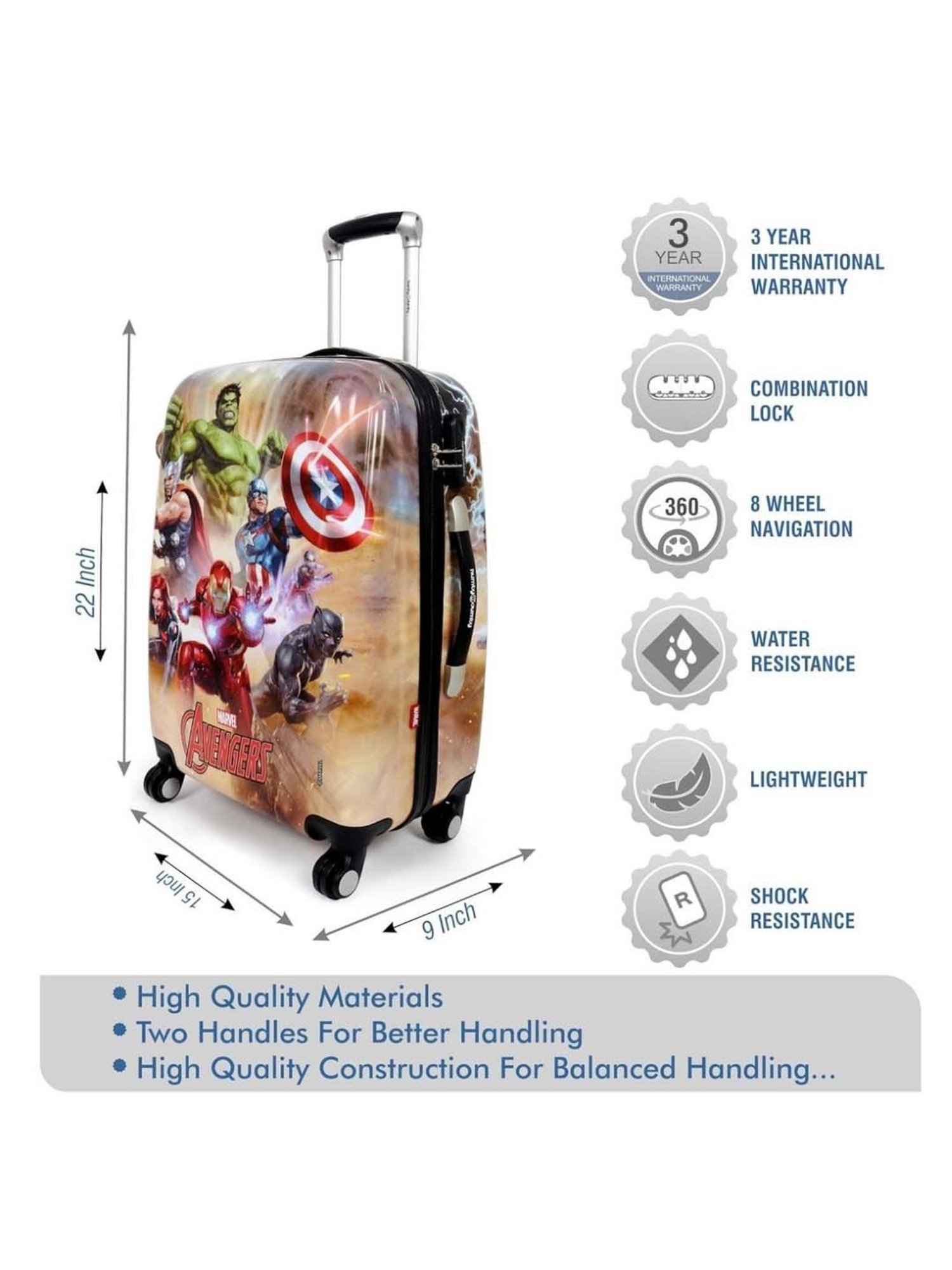 Humty Dumty Avengers Multicolor Medium Hard Trolley Bag -50.8cm